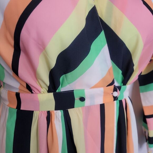 ASOS dress long sleeve wrap polyester maxi in‎ stripe 4 - Picture 4 of 11